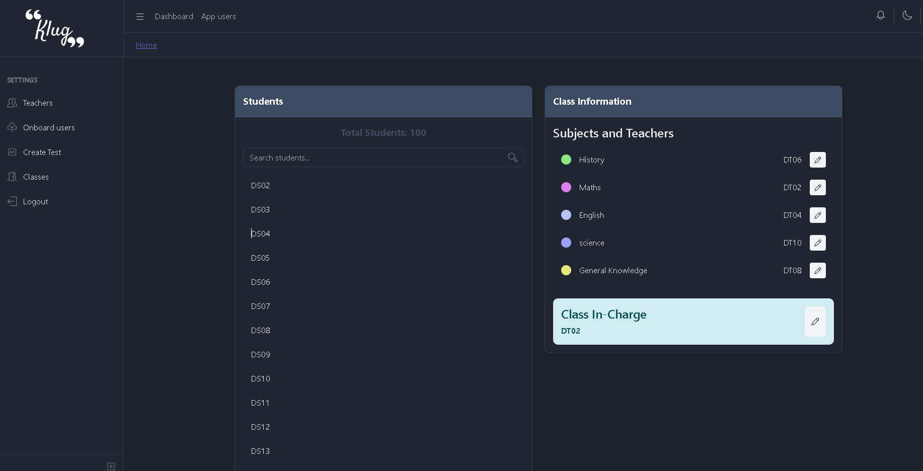 Analytics Interface